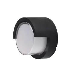 Applique LED murale 15W Rond étanche IP65 Noir - Blanc Chaud 3000K