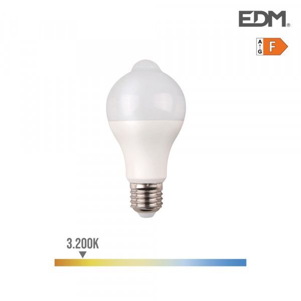 Ampoule LED E27 12W Ronde A60 à Détection de Mouvement - Blanc Chaud 3200K