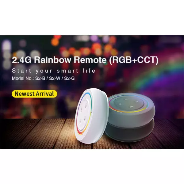 Mini-Télécommande LED RadioFréquence RadioFréquence Dimmable Noire - RGB + CCT S2-B