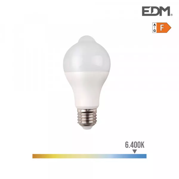 Ampoule LED A60 E27 avec Detecteur 12W 1055lm (75W) 220° - Blanc du Jour 6400K