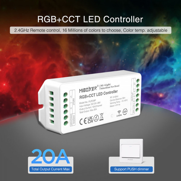 Contrôleur LED Radiofréquence DC12/36V RGB+CCT  Mi-Light 039P