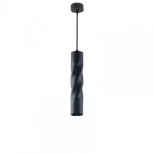 Suspension Moderne Torsade GU10 Noire H30cm
