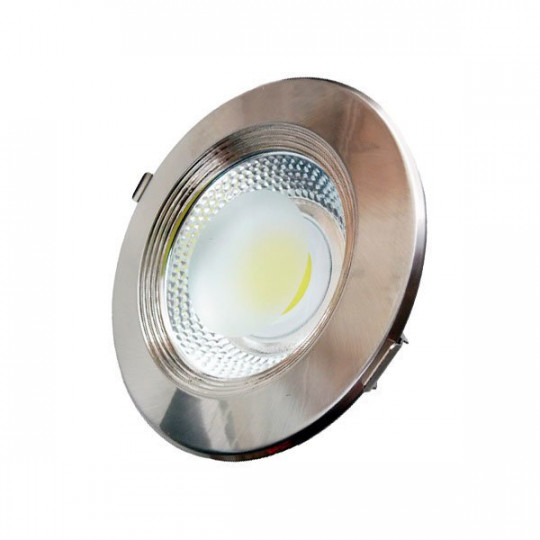 Downlight LED 10W rond ∅125mm Inox - Blanc du Jour 6000K