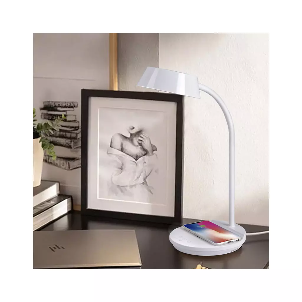 Lampe de bureau et chargeur sans fil West & Arrow, avec support flexible,  blanc