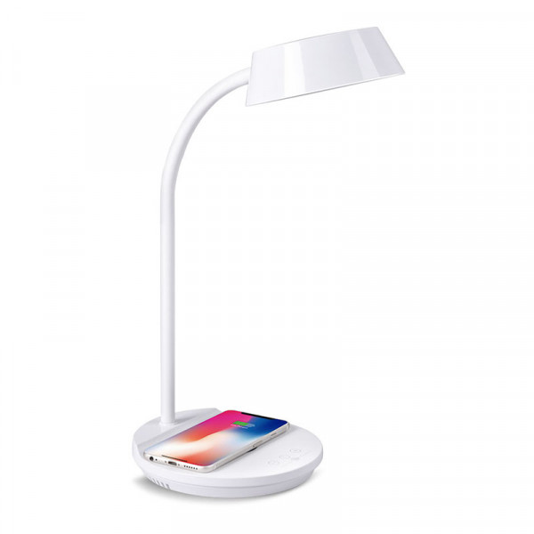 Lampe de Bureau LED 5W Blanche avec Chargeur à Induction - Blanc Naturel 4000K