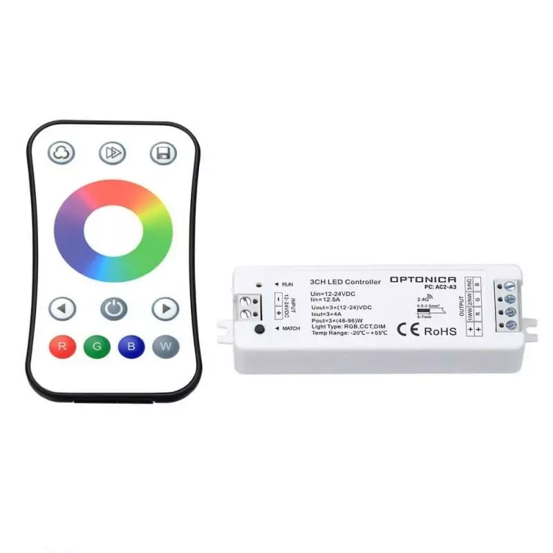 Kit Complet Télécommande et contrôleur à Radio Fréquence pour Éclairage LED RGB/RGBW Kit Complet Télécommande et contrôleur à Radio Fréquence pour Éclairage LED RGB/RGBW