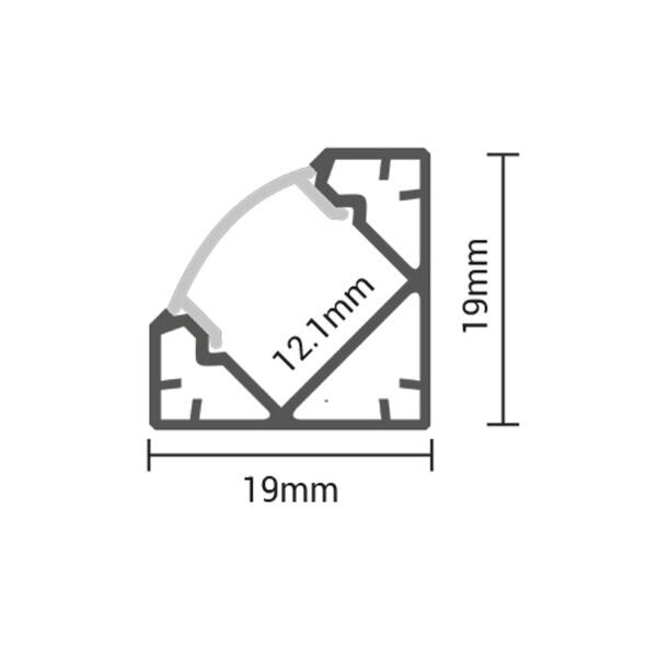 Profilé Aluminium d'Angle 45° pour Ruban LED 2m
