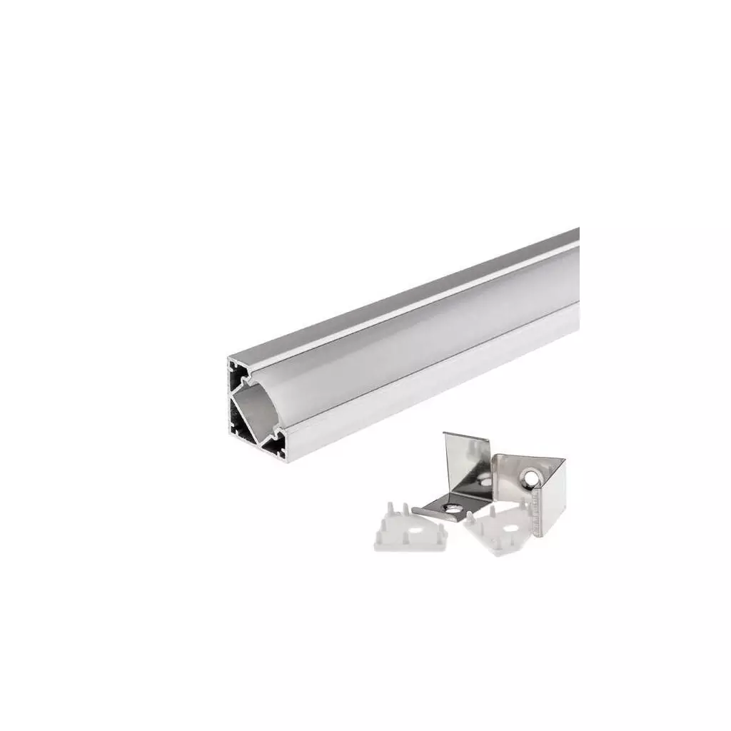 Profilé Aluminium Gris d'Angle 45° pour Ruban LED 1m