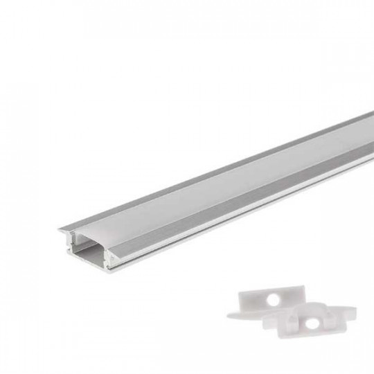 Profilé Aluminium Gris Encastrable 6mm Hauteur 7mm Diffuseur  pour Ruban LED 2m