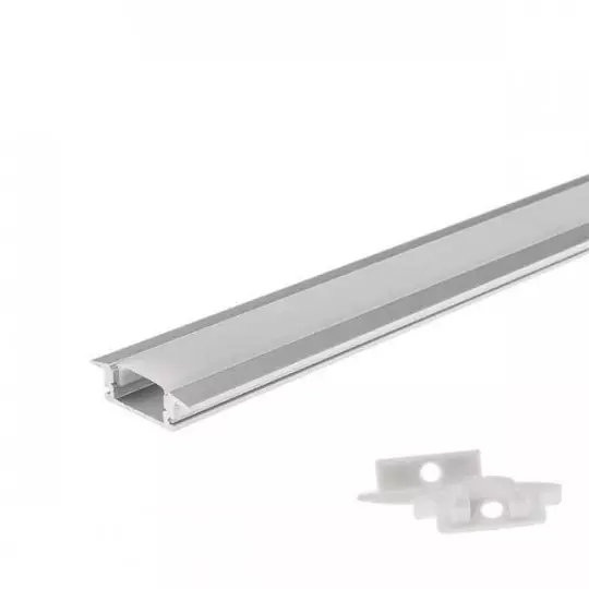 Profilé Aluminium Gris Encastrable Hauteur 7mm Diffuseur  pour Ruban LED 2m