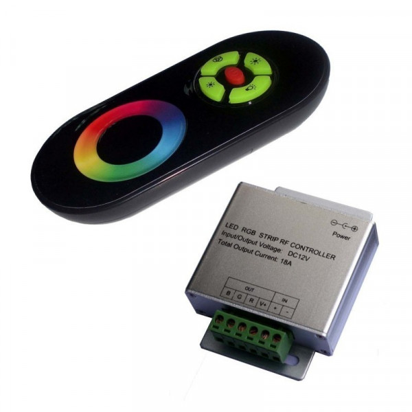 Kit Complet Télécommande et Contrôleur Noir à Radio Fréquence pour Éclairage LED RGB