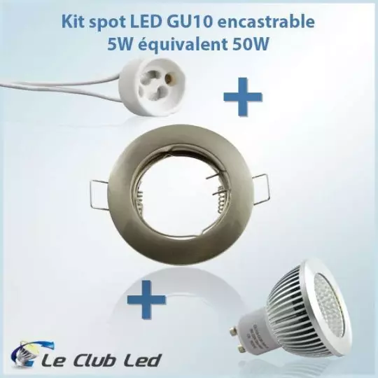 Kit Spot LED GU10 5W COB équivalent 50W