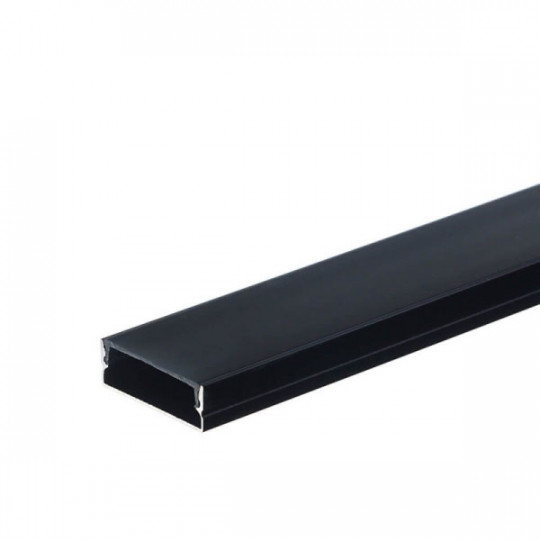 Profilé Aluminium avec Diffuseur Noir Plat Fin Hauteur 10mm pour Ruban LED 2m