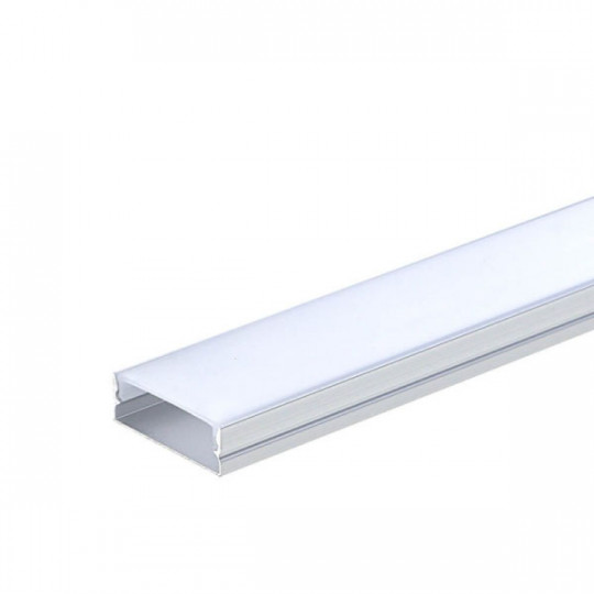 Profilé Aluminium Anodisé Plat Fin Hauteur 10mm Diffuseur Blanc pour Ruban LED 2m