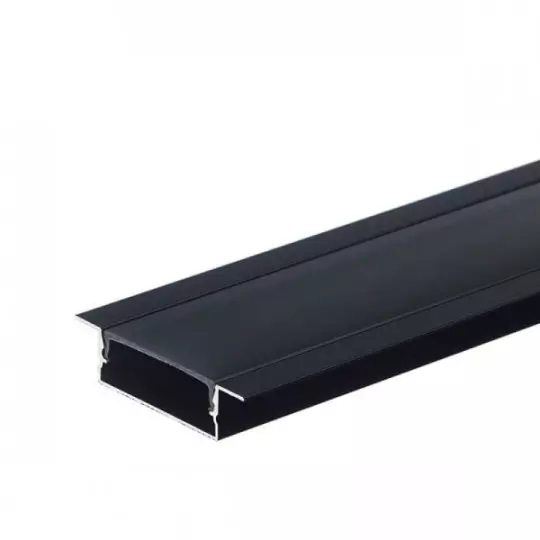 Profilé Encastrable Noir Diffuseur Noir 41mm Noir Fin h10mm pour Ruban LED 2m