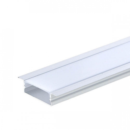 Profilé Aluminium Anodisé Fin Hauteur 10mm Diffuseur Blanc pour Ruban LED 2m
