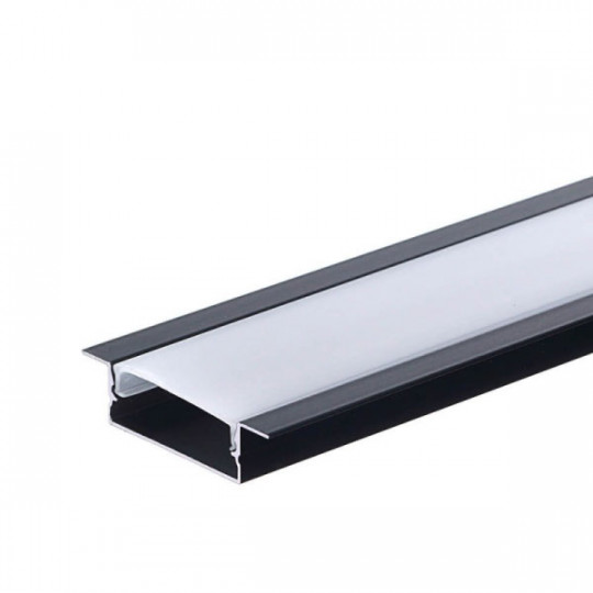 Profilé Aluminium Noir Fin Hauteur 10mm Diffuseur Blanc pour Ruban LED 2m