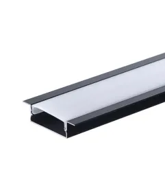 Profilé Encastrable 41mm Noir Fin h10mm Diffuseur Blanc pour Ruban LED 2m