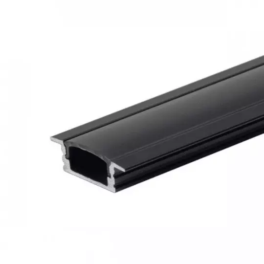 Profilé Encastrable Noir avec Diffuseur Noir Encastrable Hauteur 7,4mm pour Ruban LED 2m