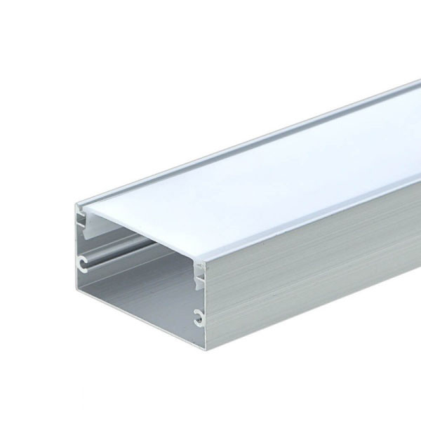 Profilé Aluminium Anodisé avec Diffuseur Blanc Hauteur 20mm pour Ruban LED 2m