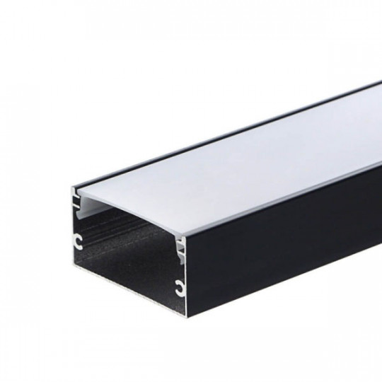 Profilé Aluminium Noir Diffuseur Blanc Hauteur 20 mm pour Ruban LED 2m