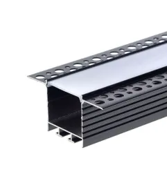 Profilé 2m à Enduire Noir Diffuseur Blanc pour Ruban LED