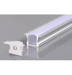 Profilé Aluminium avec Diffuseur Blanc Large 24mm pour Ruban LED 2m