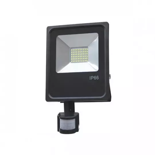 Projecteur LED à Détecteur 20W Noir Étanche IP66 1600lm (160W) - Blanc Chaud 2700K