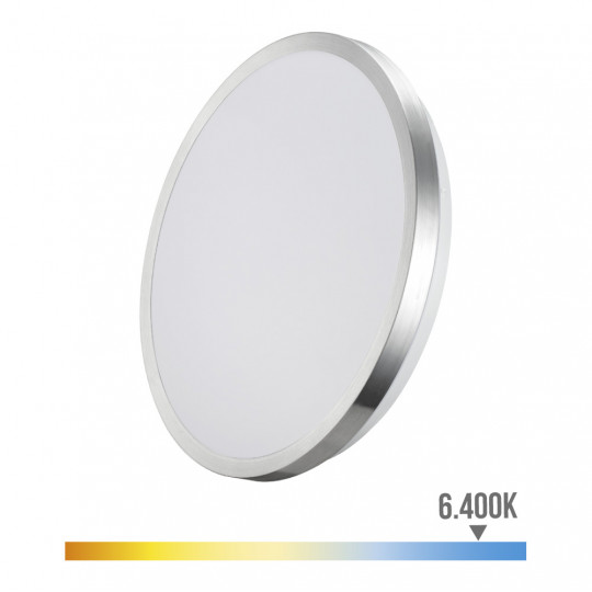 Plafonnier Circulaire Blanc / Chrome 12W 1160lm (96W) - Blanc du Jour 6500K
