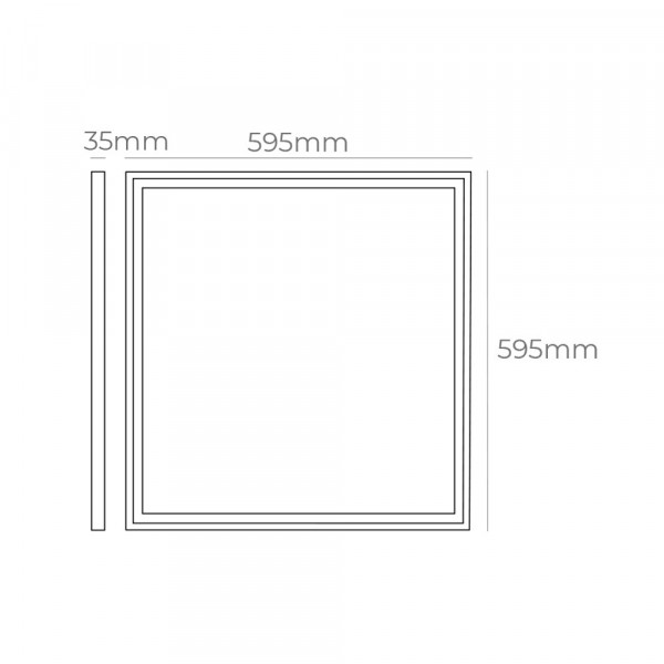 Dalle LED 40W Carré Chrome Mat 59,5 x 59,5 x 3,5cm - Blanc du Jour 6400K