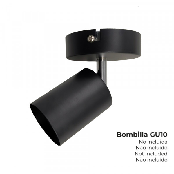 Applique orientable GU10 noire Ø9x5,6x14,2cm