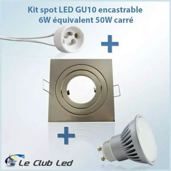 Kit Spot LED GU10 5W COB équivalent 50W carré