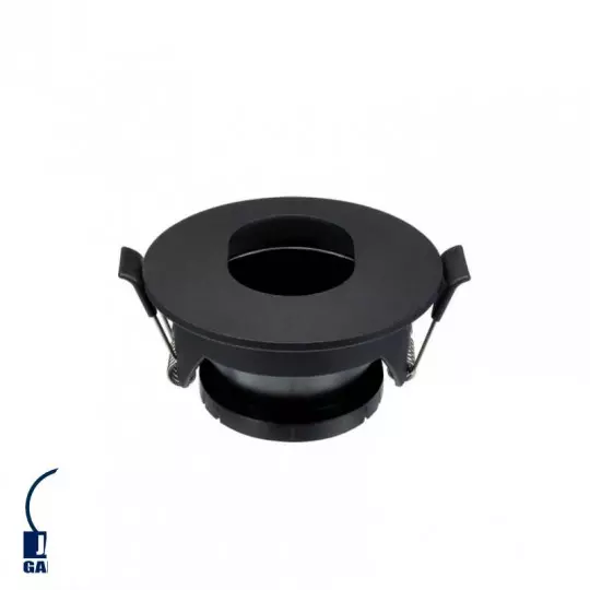 Support Spot Encastrable Noir Rond ∅83mm 1xGU10 Max 35W avec Réflecteur Rond : Inclinable