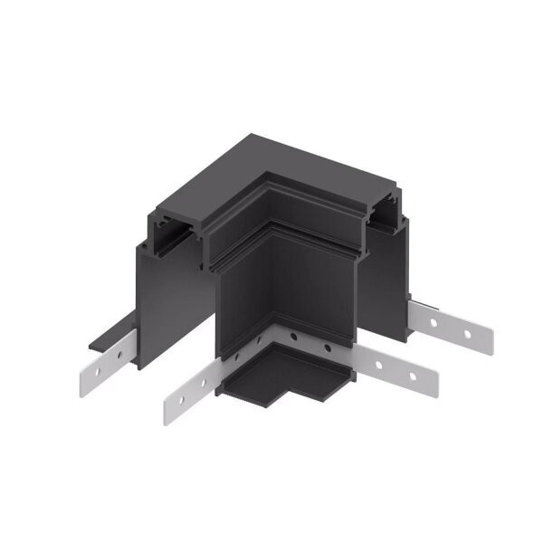 Connecteur d'Angle 90° Noir Aluminium pour Rails Encastrables Triphasés Magnétique S35
