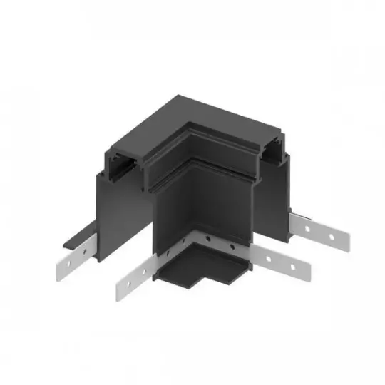 Connecteur d'Angle 90° Noir Aluminium pour Rails Semi-Encastrables Triphasés Magnétique S35