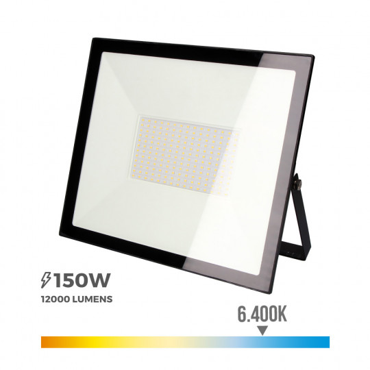 Projecteur LED 150W Noir Étanche IP65 12000lm (1200W) - Blanc du Jour 6400K