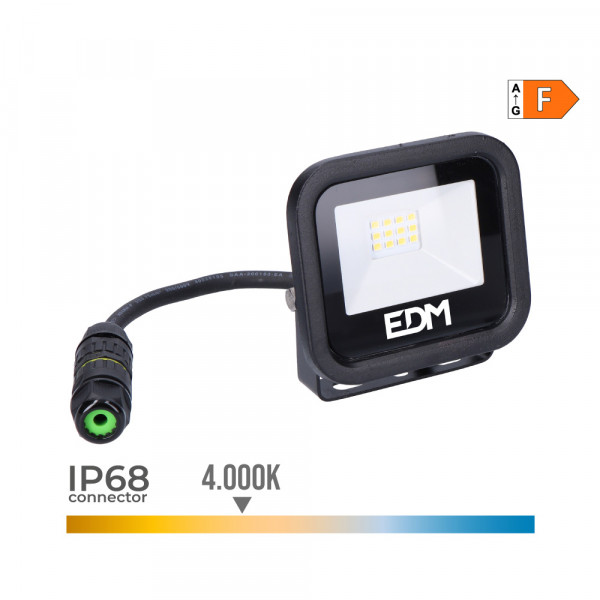 Projecteur LED 10W Étanche IP65 800lm (80W) - Blanc Naturel 4000K
