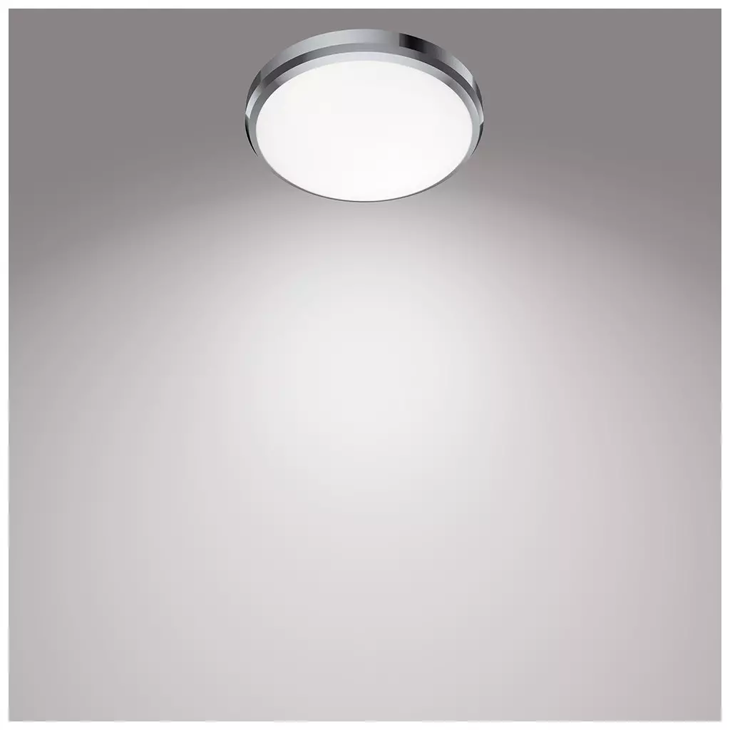Brilo Plafonnier LED salle de bain Malbona Chrome blanc 18 W