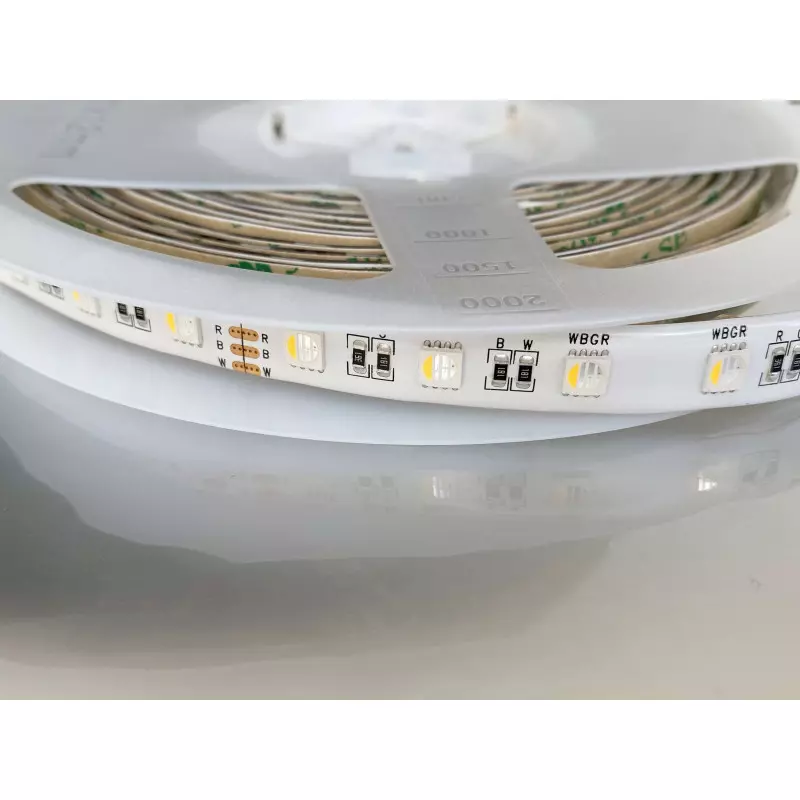 Ruban LED étanche IP65 60LED/m 17W/m 5m RGB + Blanc Chaud 3000K