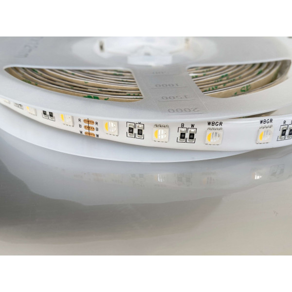 Ruban LED étanche IP65 60LED/m 17W/m 5m RGB + Blanc Naturel 4200K