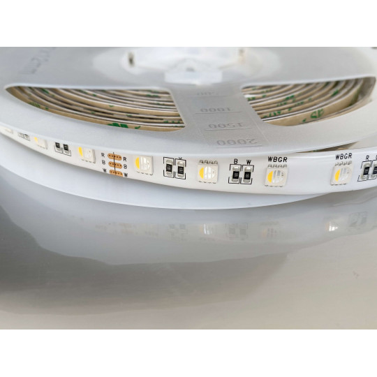 Ruban LED étanche IP65 60LED/m 17W/m 5m RGB + Blanc du Jour 6000K