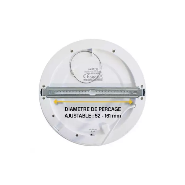Plafonnier LED Encastrable Dimmable AC220/240V 18W 1440lm 100° IP40 IK08 Ø220mm - CCT 3000K-6000K perçage Ø52mm