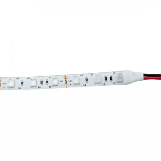 Ruban LED 20cm SMD5050 60LED/m Rouge DC12V IP65 étanche avec câble 1,2m en section 0.75