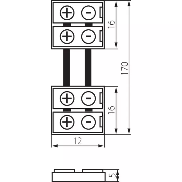 Double-Connecteurs pour Ruban LED 12mmx16mm Monocouleur