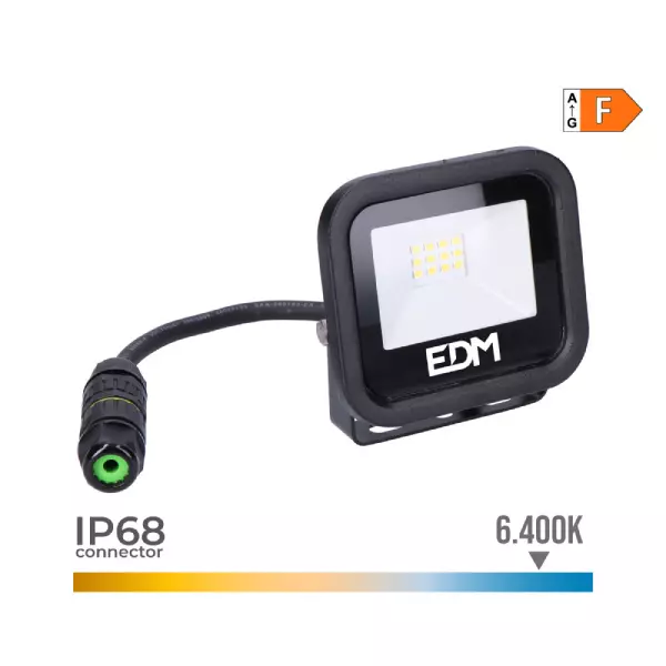 Projecteur LED 20W Noir Étanche IP68 1520lm (160W) 120° 12.4cmx10.6cm- Blanc du jour 6400K