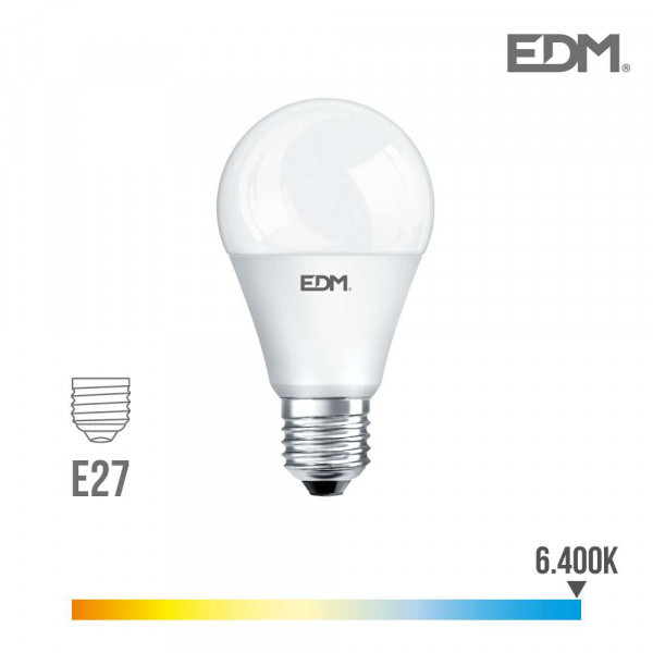 Ampoule LED E27 10W Ronde A60 équivalent à 60W - Blanc du Jour 6400K