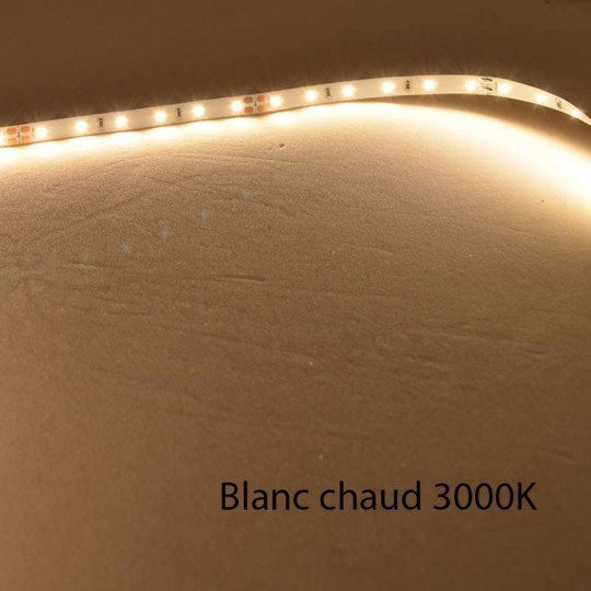 Ruban LED Blanc 120 LED/m 9W/m IP65 5m - Blanc Chaud 3000K avec velcro