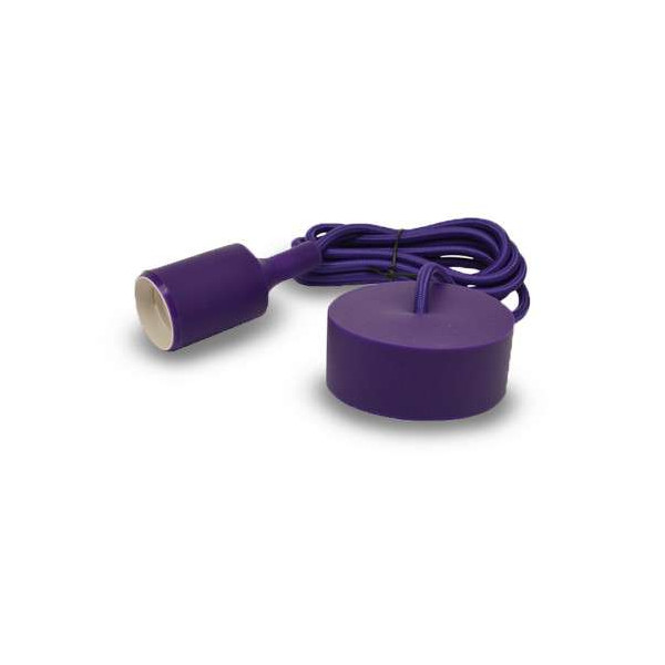 Suspension Noire avec douille E27 avec câble 2m Violet