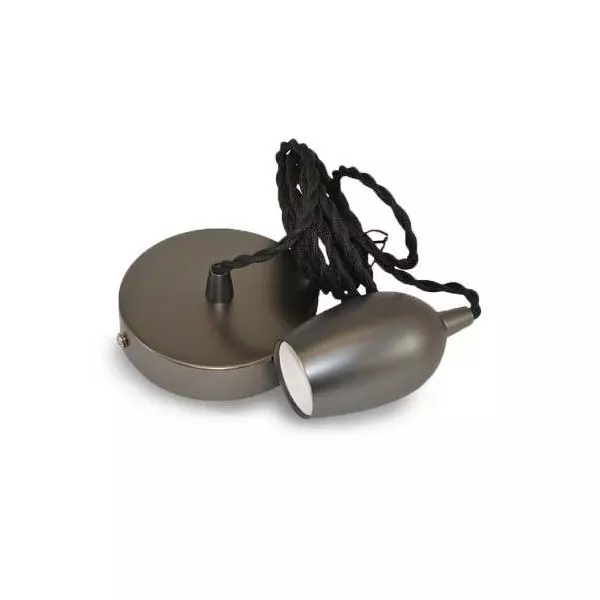 Suspension métal douille Cloche E27 Perle Noir Mat avec câble 2m