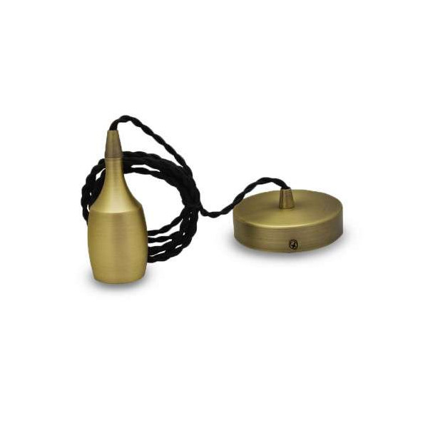 Suspension métal douille Cloche allongée E27 Mat Bronze avec câble 2m